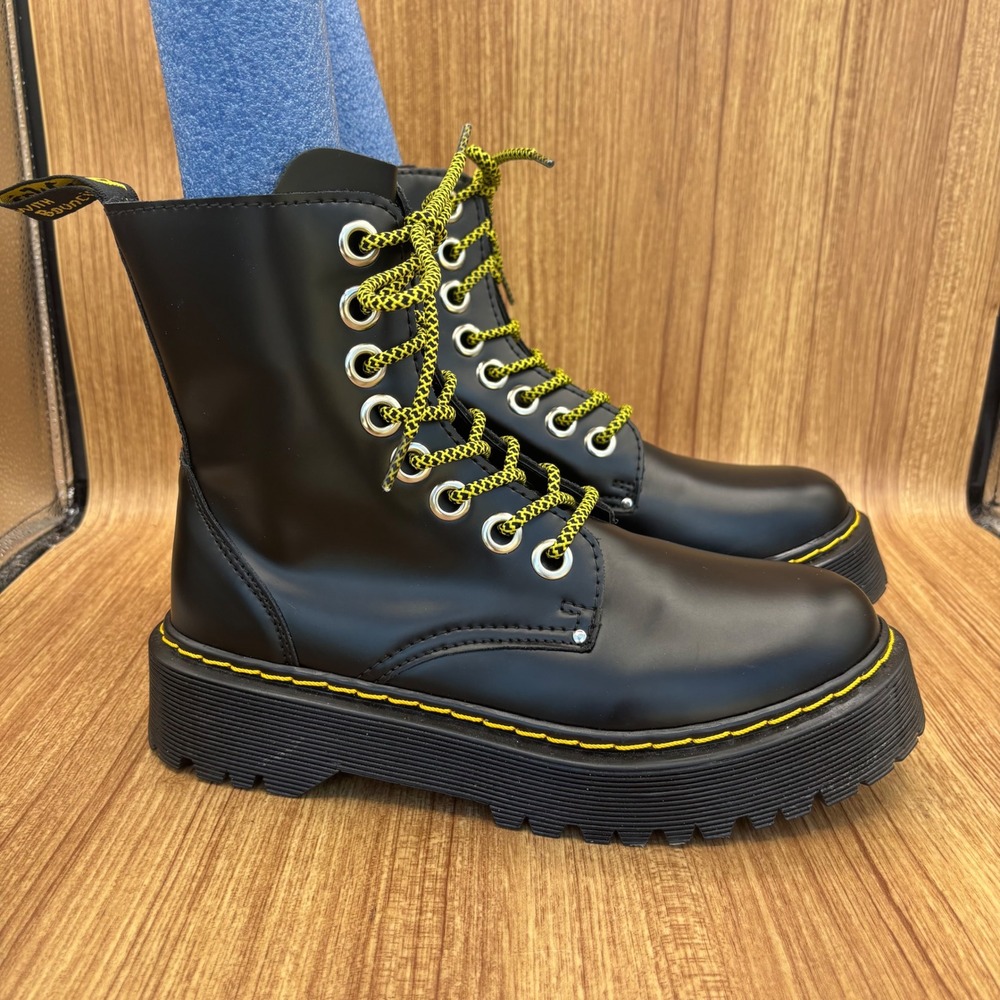 Dr. Martens Jadon Max Platform Boots Womens 13 Black Smooth Leather Zip Mens 12